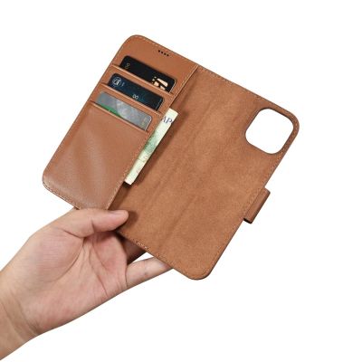 14. iCarer Wallet Case 2in1 case iPhone 14 leather cover with flap Anti-RFID brown (WMI14220725-BN)