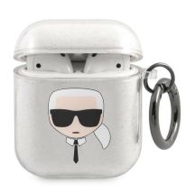 Karl Lagerfeld Glitter Karl's Head case for AirPods 1/2 - silver