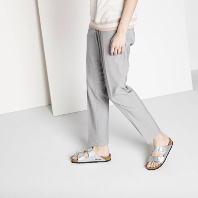 6. Birkenstock Arizona Birko-Flor Silver Women's Slides Regular Wide (1012282)
