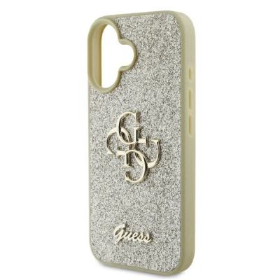 6. Guess Fixed Glitter Big 4G Case for iPhone 16 Plus - Gold