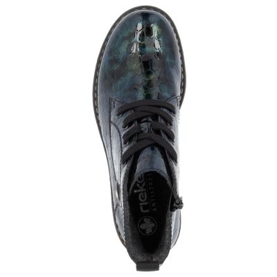 21. Women’s green patent croc ankle boots Rieker 71205-90