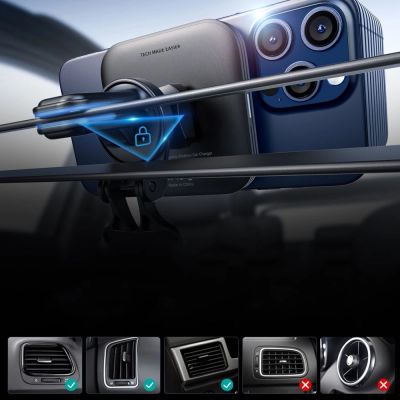4. ESR Halolock Magnetic QI2 Car Holder with MagSafe 15W Inductive Charger for Air Vent - Black