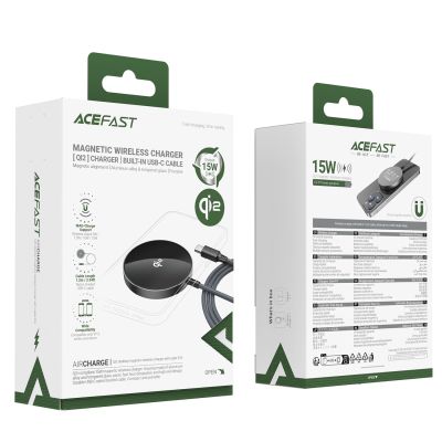7. Acefast E24 Qi2 15W Magnetic Inductive Charger with 1.2m USB-C Cable - Black