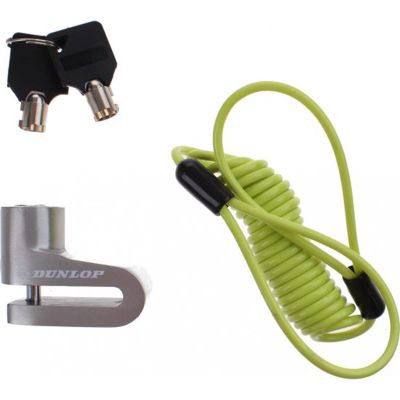 DUNLOP SILVER BRAKE DISC LOCK WITH CABLE LOCK