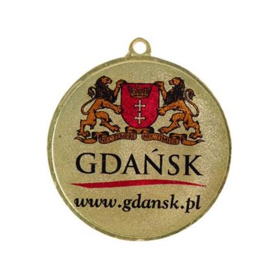 6. Gold medal with space for a 25 mm emblem - steel medal with LuxorJet color print