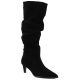 10. Women's leather boots, ruffled, black, Vinceza ZHI27-89167