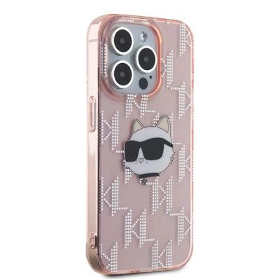 4. Karl Lagerfeld IML Choupette Head & Monogram case for iPhone 15 Pro Max - pink
