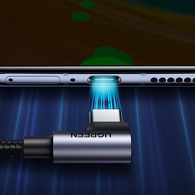 7. Ugreen 90° angled cable USB C - USB 2.0 480Mbps 3A 3m black (US176)