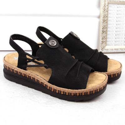 12. Comfortable Rieker W RKR677 black sandals