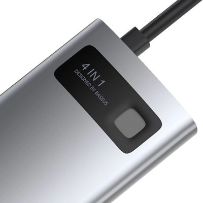 4. Baseus Metal Gleam 4in1 multifunctional HUB USB Type C - USB Type C Power Delivery 100 W / HDMI 4K 30 Hz / 1x USB 3.2 Gen 1 / 1x USB 2.0 (CAHUB-CY0G)