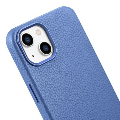 10. iCarer Litchi Premium Leather Case iPhone 14 Magnetic Leather Case with MagSafe Light Blue (WMI14220709-LB)