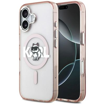 Karl Lagerfeld IML Choupette Sketch Logo MagSafe iPhone 17 Case - Pink
