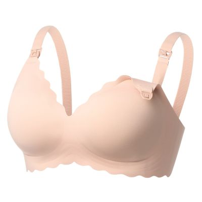 2. MOMCOZY YN46 Seamless Floral Support Nursing Bra Nude S