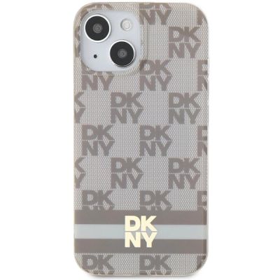 3. DKNY IML Checkered Mono Pattern & Printed Stripes MagSafe case for iPhone 15 / 14 / 13 - beige