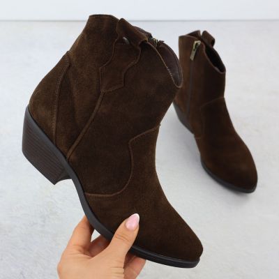 2. Brown women’s leather cowboy ankle boots Big Star SS274463
