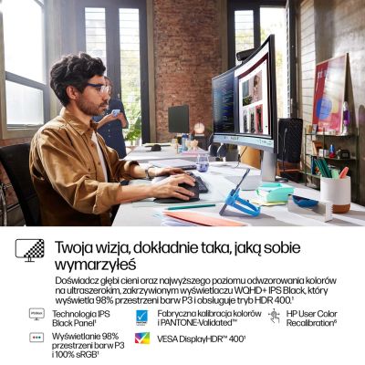 6. HP LED Monitor 37.5” S7 Pro 738pu (8K167AA) Curved IPS WQHD+ HDR400 RJ-45 ThunderBolt 4