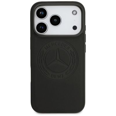 3. Mercedes Leather Vintage Logo MagSafe Case for iPhone 17 Pro - Black