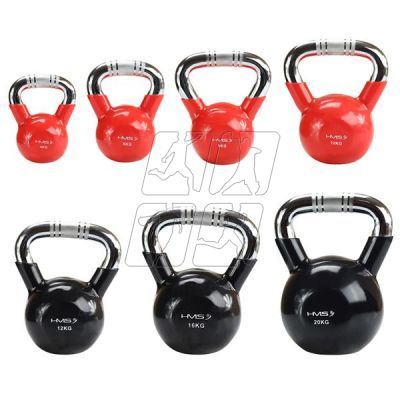 36. Kettlebell cast iron knurled chrome handle HMS KTC06 RED