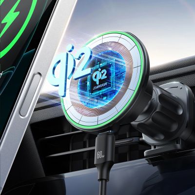 7. Joyroom JR-ZS412 holder with Qi2 15W charger, car, for air vent - black