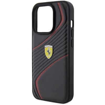 6. Ferrari Twist Metal Logo case for iPhone 15 Pro - black
