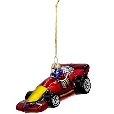 2. MICA GLASS RACE CAR BAUBLE 13 x 7 x 6.5 CM
