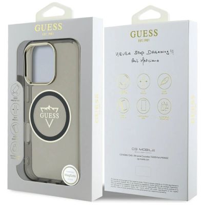 8. Guess IML Metal Mountain Logo MagSafe iPhone 16 Pro Max Case - Black