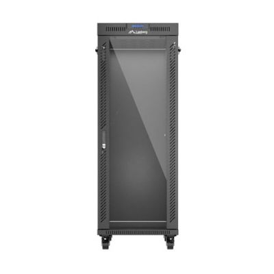 2. Lanberg 19" 32U 600x1000 black floor-standing rack cabinet with glass doors (flat pack)