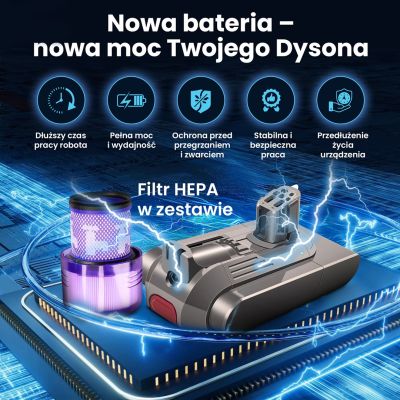 14. Extralink | Filter + battery replacement, battery for Dyson V12 vacuum cleaner | 25.2V 2500mAh