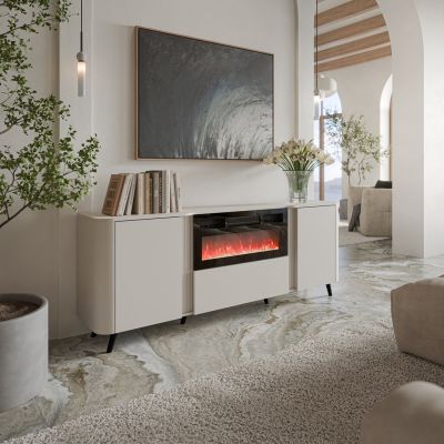 3. VOLARE chest of drawers 200x39x75 cashmere + fireplace