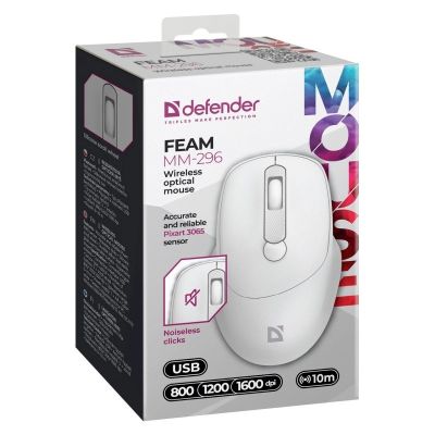 DEFENDER MOUSE FEAM MM-296 RF SILENT WHITE