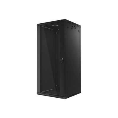 7. Lanberg WF01-6627-10B single-section cabinet (27U; 1300mm / 600mm / 600 mm; wall-mounted; Glass; 19''; black)