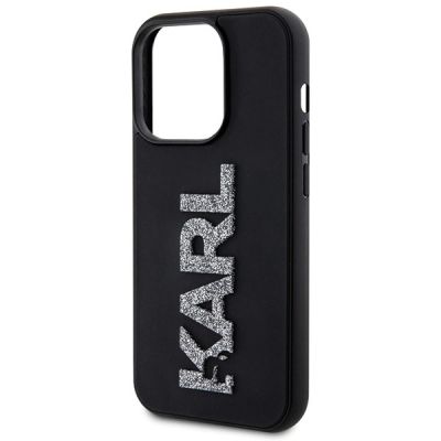 6. Karl Lagerfeld 3D Rubber Glitter Logo case for iPhone 15 Pro Max - black