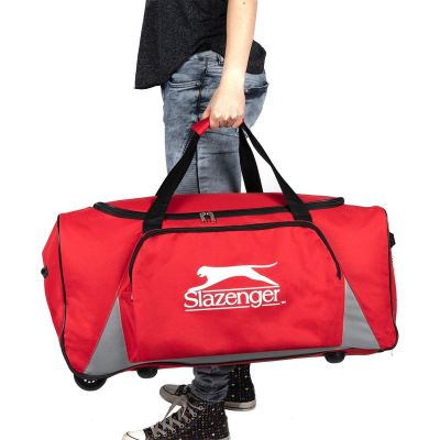 5. SLAZENGER RED TRAVEL SPORTS BAG WITH WHEELS