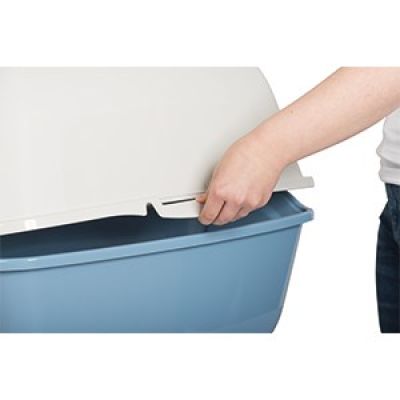 3. ROTHO Bailey White and Blue - Cat Litter Box