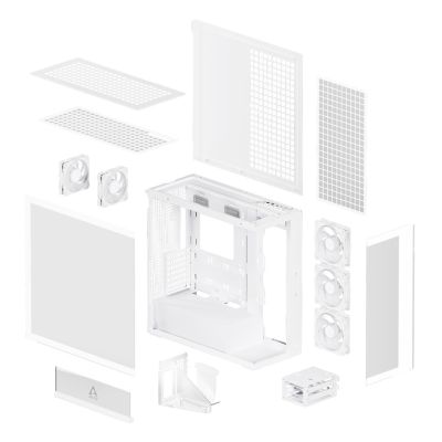 8. Arctic Xtender Weiß Transparentes Glasfenster window with GPU mount