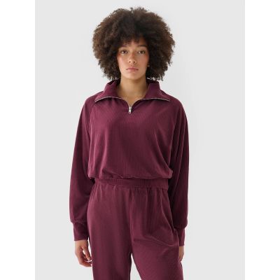Women's velour sweatshirt without a hood, 4F 4FRAW24TSWSF2054-60S