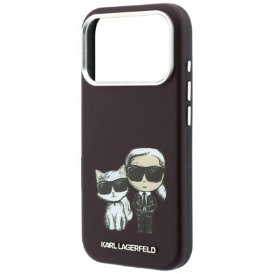 6. Karl Lagerfeld Smooth Karl & Choupette Bodies Sketch MagSafe case for iPhone 18 Pro / 17 Pro - burgundy
