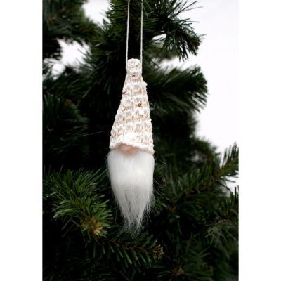 5. DECORATIVE PENDANT SANTA CLAUS 11CM WHITE SEQUINS