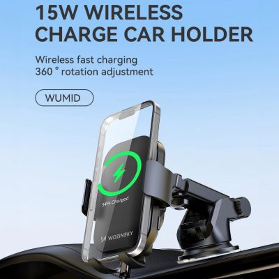 6. Wozinsky WUMID Car Dashboard Phone Holder with 15W Inductive Charger - Black