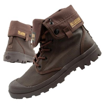 Palladium Men's Baggy Coated High Top Sneakers, Fashionable Dark Brown