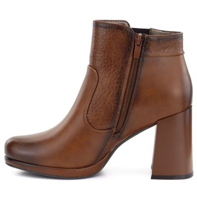 3. Women's ankle boots with a block heel and platform, insulated, brown, M.Daszyński AF125B-1