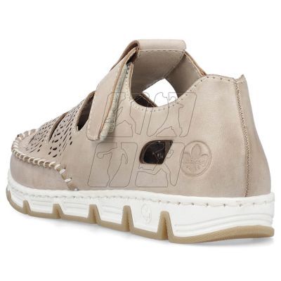 4. Rieker W RKR651 beige leather openwork shoes with velcro