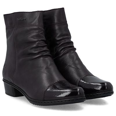 4. Women's leather ankle boots with heels, brown, insulated, Rieker Y0773-25