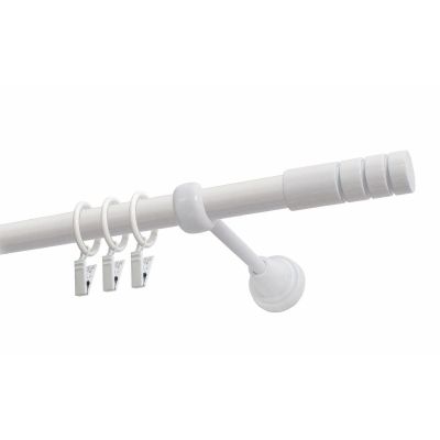 Single Curtain Rod Ø 19 mm, White, 320 cm, TECHNO, with Rings – KOWALSKI