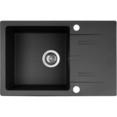 PYRAMIS LEFKADA sink (68x44) 1B 1D black + Flessi Black Edision faucet - 070 260611F