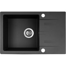 PYRAMIS LEFKADA sink (68x44) 1B 1D black + Flessi Black Edision faucet - 070 260611F