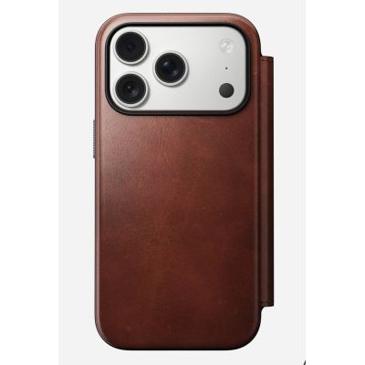 5. NOMAD Modern Leather Folio - MagSafe compatible leather case for iPhone 17 Pro, Horween leather (Old Dublin)