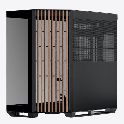 4. APNX V1 PC Case, Midi-Tower, ATX, Tempered Glass, Wood, black