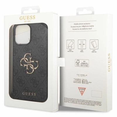 8. Guess 4G Big Metal Logo case for iPhone 15 Pro Max - gray