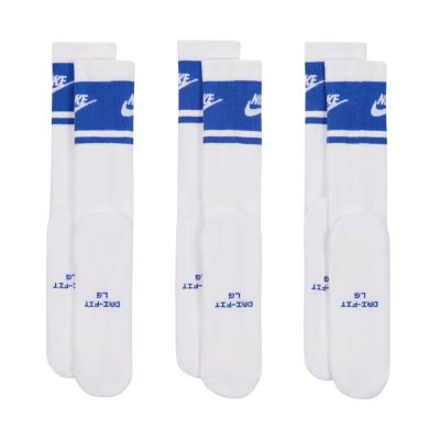 7. Nike Everyday Elevated Crew Socks 3 Pairs White and Blue IM7949 904